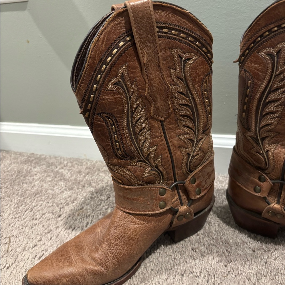 Soto Western O RingHarness Cowgirl Pull On Boots Brown 25 Size Mex US Size 8 Wom - Picture 4 of 9